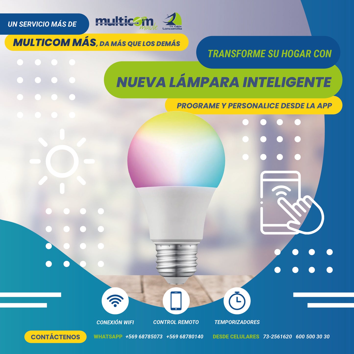 Lámpara Inteligente A60 Multicolor WIFI